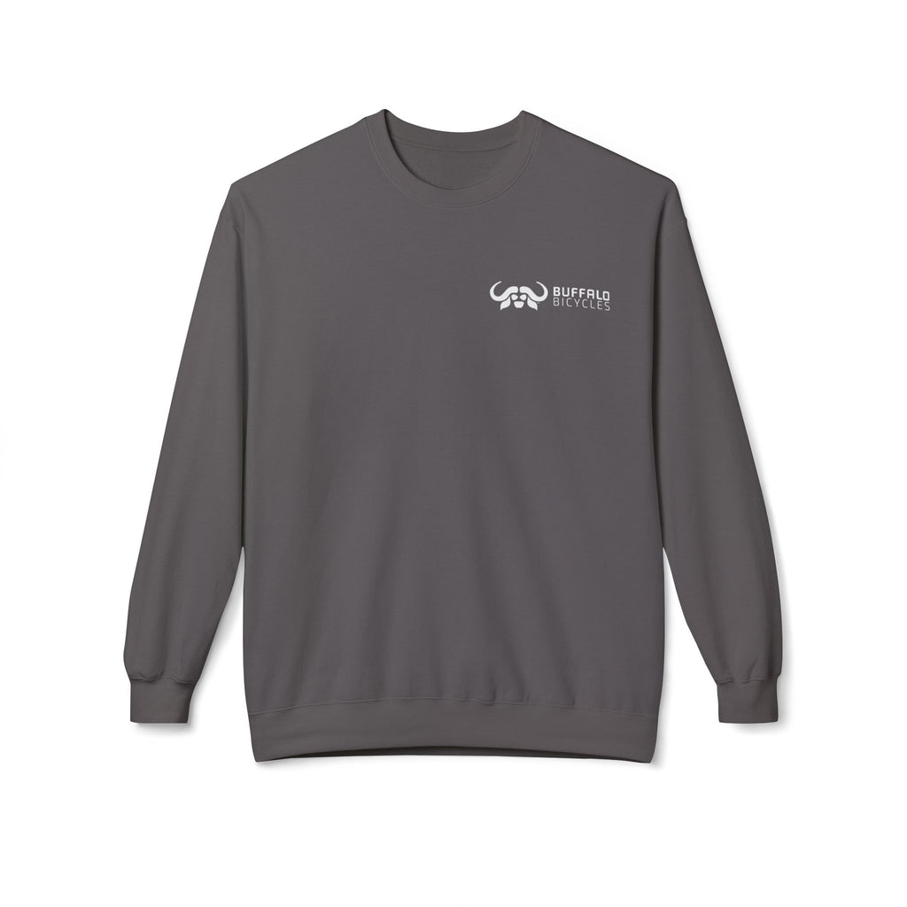 Buffalo Bicycles Unisex Mid-weight Soft-style Fleece Crewneck Logo Sweatshirt